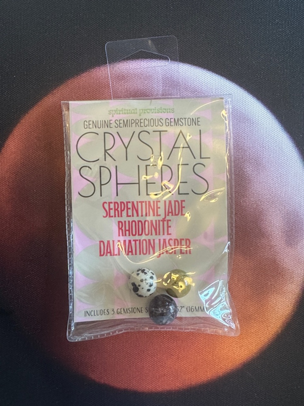 Crystal Spheres Gemstone Set - Serpentine Jade, Rhodonite, Dalmatian Jasper